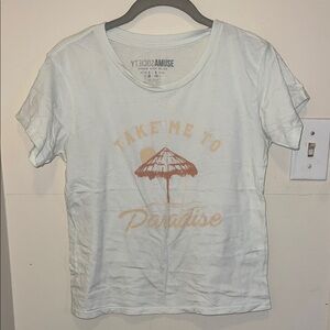 Amuse Society White Tee with Orange Paradise Graphic